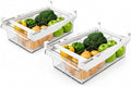 2 Pack Fridge Drawer Organizer Pull-Out Under Shelf Storage Bin | BPA-Free Clear Space-Saving Storage
