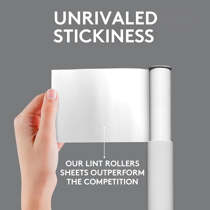 Flint Classic White Retractable Mini Lint Roller with 30 Extra Sticky Sheets, Small and Portable Lint Roller, Ideal Pet Hair Remover, Travel Lint Rollers for pet Hair Extra Sticky