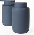 INGOFIN Ceramic Soap Dispenser Set, 2 Pack (12 oz) Bathroom Hand Soap Dispenser with Pump, Liquid Hand and Dish Dispenser Set with 8 Pcs Clear Stickers, for Kitchen -Matte Blue