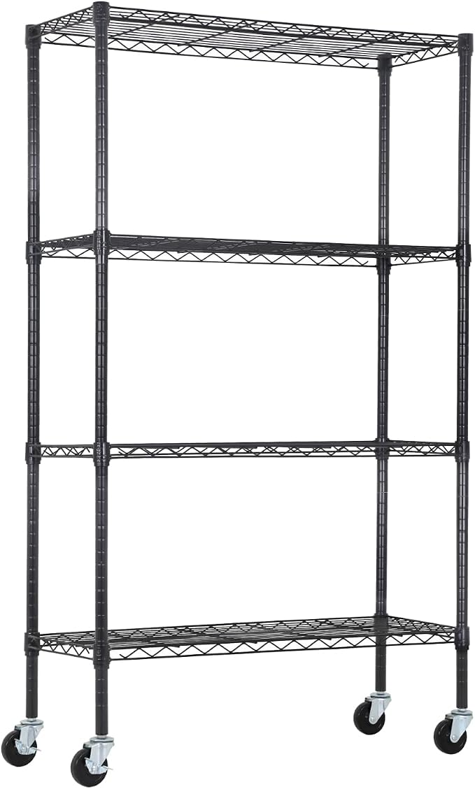 PayLessHere | 4-Tier Wire Shelf | 36"x14"x62" | Black | Adjustable Racks | Heavy-Duty Storage Shelves, Holds Upto 1400 lbs | Rust-Resistant, No-Tool Assembly | for Home, Garage Shelving