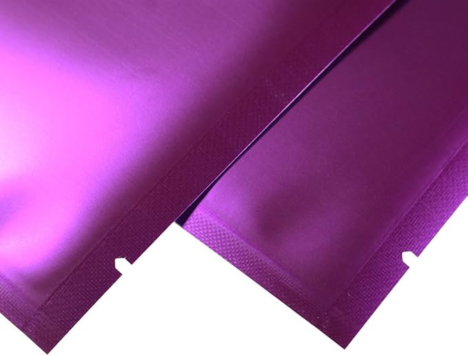 100PCS Customized Mylar Heat Seal Bags,Open Top Clear Packaging Bag with Tear Notch, Single-Side Printing for Logo/Text/QR Code (Purple, 7 * 10CM/2.8"*3.9"-100PCS-One Color Print)
