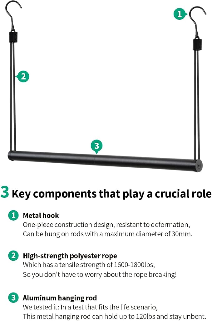 BaiNong Adjustable Closet Hanging Rod 32" Black Closet Rod Extender | Heavy Duty Double Hanging Closet Rod, Walk-in Closets, and Clothes Rack to Maximize Storage Space