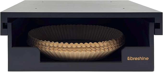 Libreshine 6/8/9 Inch Air Fryer Liner Dispenser, 8/9/10 Inch Paper Plate Holder Under Cabinet, Bamboo Kitchen Storage Organizer for Shelf and Countertop Black