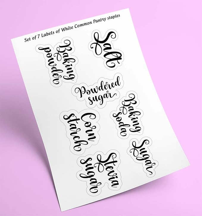 Pantry Organization Labels, Pantry Labels for Jars Containers Set of 7, Black Script Font, Common Baking Ingredients AG 11025
