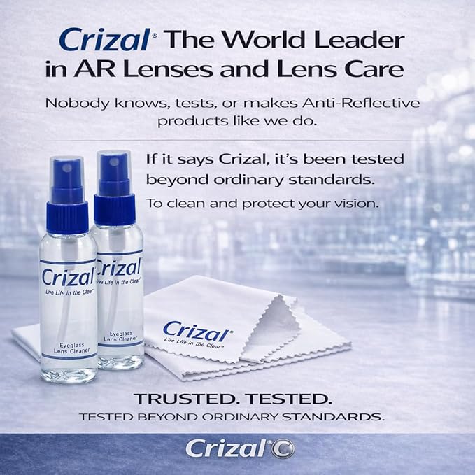 Crizal Eyeglass Cleaning Cloths – 6 Pack Premium Microfiber – Designed & Tested for AR-Coated Lenses – Trusted by Optical Professionals