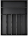 Besilord Silverware Organizer Kitchen Drawer Organizer Utensil Organizer Bamboo Silverware Holder Cutlery Organizer in Drawer Flatware Organizer Tray(7 slots, Black