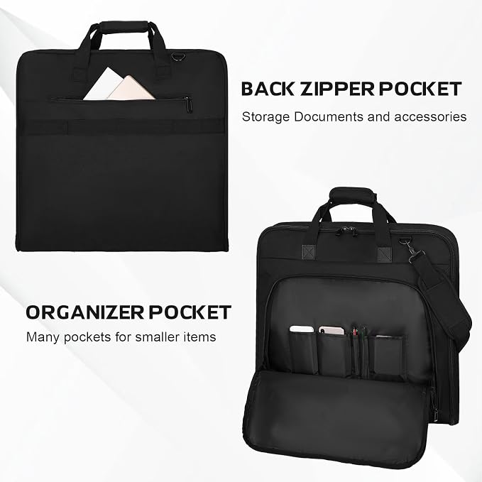 Goloni Garment Bag For Men Women Travel & Business,Hanging Clothes & Multiple Compartment,Waterproof Foldable Suit Bag Black