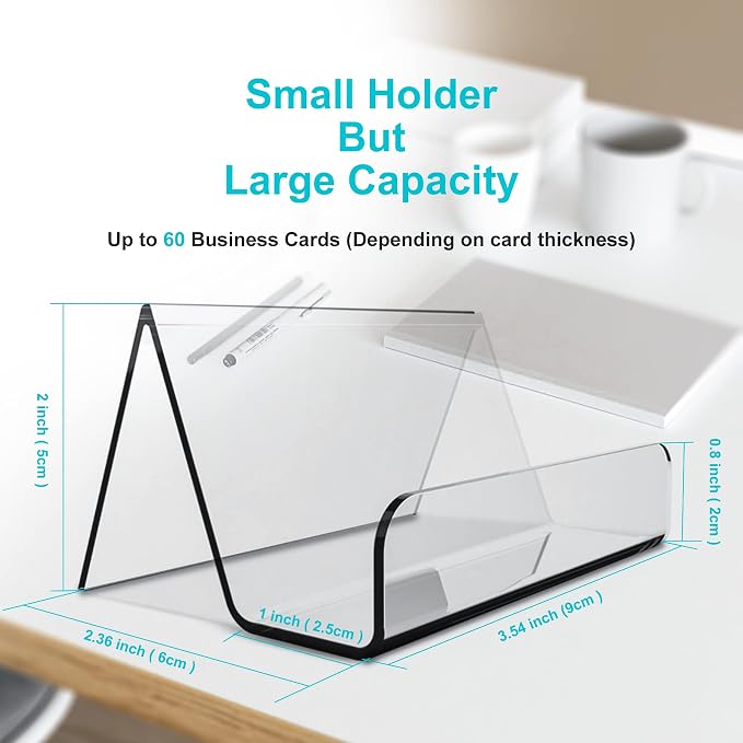 Boloyo Acrylic Business Card Holder for Desk , 10PC Business Card Display Stand Desktop Name Card Organizer Capacity 60 Cards