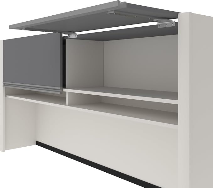BESTAR Connexion U-Shaped Workstation with Two Oversized Pedestals, Slate/Sandstone | With Two Oversized Pedestals; Durable 1" grade work surface with melamine finish that resist scratches