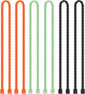 6 PCS 24-Inch Silicone Cable Ties Dia 5mm Reusable Steel-Core Rubber Twist Ties Bendable Cable Ties for Bundling and Holding, All Purpose Cord Tie for Indoor and Outdoor (Orange,Green,Black)