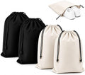 Shoe Bags for Travel, 4 Pack Travel Shoe Bag Organizer, Large Flannel Shoe Bags with Drawstring for Boots, Heels, Handbags & Packing, Washable Reusable Shoe Pouches, Black & Beige