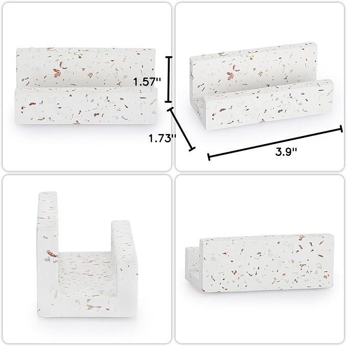 Hipiwe Business Card Holder for Desk Terrazzo Business Card Display Stand | Desktop Cards Display Stand for Women Men Concrete Business Card Stand Organizer for Office