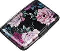 Coco Rossi Credit Card Holder RFID Aluminum Small Mini Wallet Women | Metal Wallet, Business Cards Holder, ID Case, Slim Sleeves, Womens Girls Gift, Carry Proof Wallets for Travel, Dark Roses