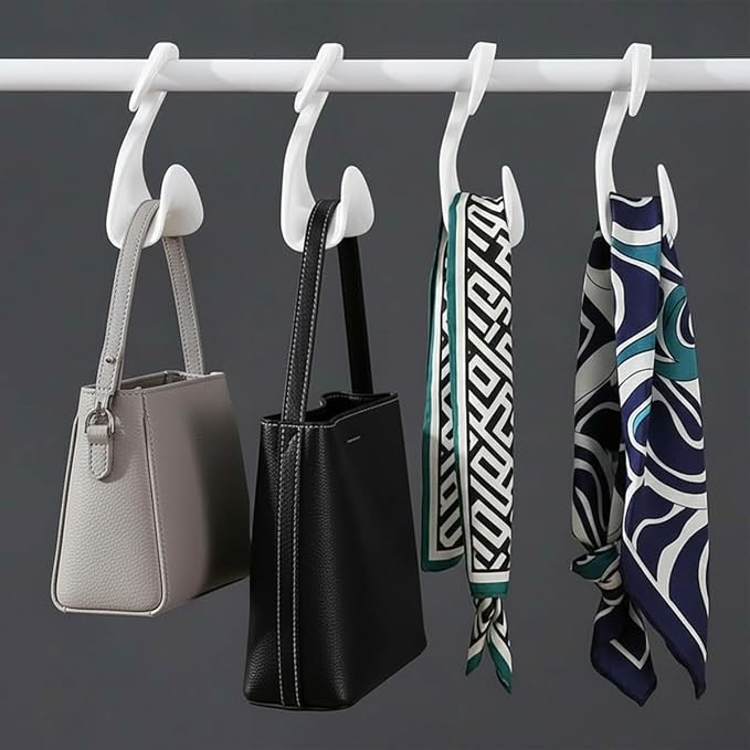 10 Pcs Purse Hanger Hook Purse Organizer Insert Hanger Holder Handbags Backpacks Arch Hook for Closet Home Storage(White)