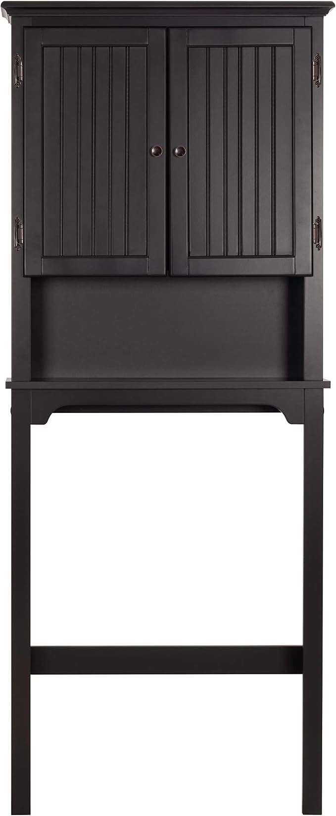 UTEX Above Toilet Storage Cabinet, Bathroom Organizer with Doors, Espresso | FSC-Certified MDF, Bathroom Space Saver with Adjustable Shelves, Beadboard Doors, Anti-Tip Bracket, Adjustable Bottom Rail