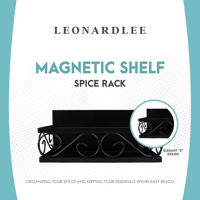 LEONARDLEE Magnetic spice Rack, Stronger Magnet to use on refrigereator with Wall Mount Option, Perfect Space Saver for Kitchen- for Holding Spices, Jars, Bottle, cans (Pack of 2)