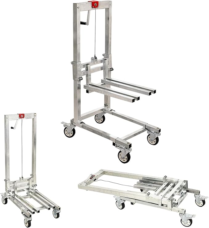 Manual Lift Trolley,60KG high Load Capacity,Foldable Cargo Crane,Lightweight Portable Winch Stacker (A)
