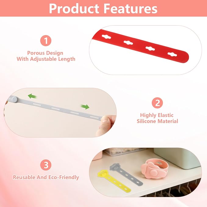 75Pcs Colorful Silicone Cable Ties,2026 New Data Cable Organizer,Reusable Cable Straps,Cable Management Cord Organizer for Fastening Phone Charger Home Office Desk Kitchen Appliances Cable Cords Wires