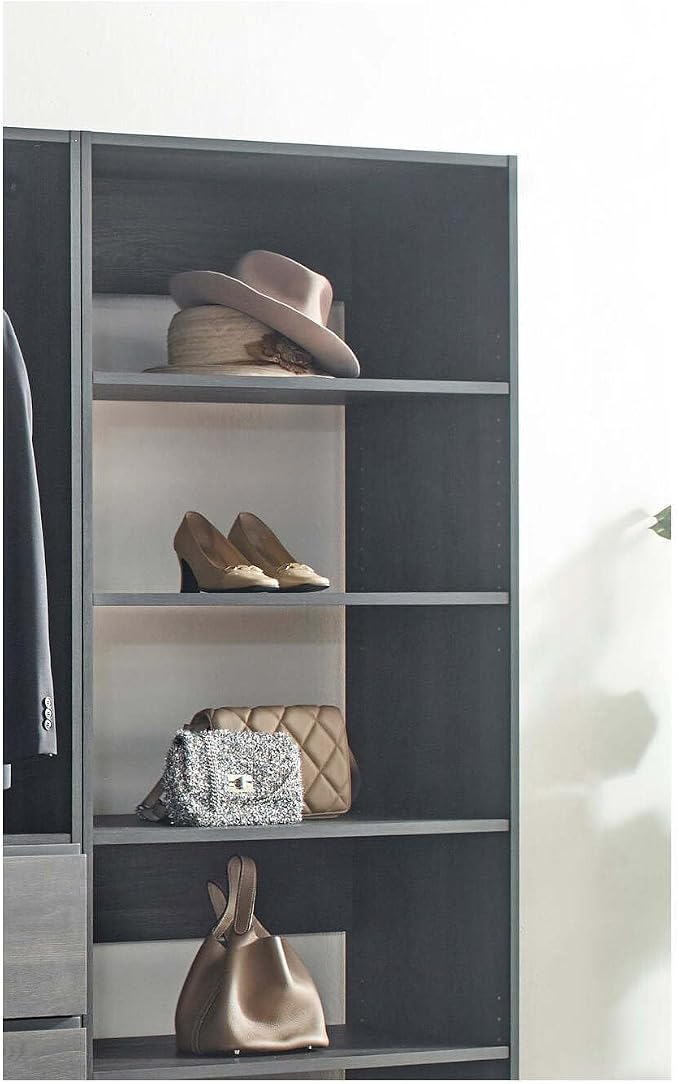 Maykoosh Closet System Organizer - Customizable Walk-in Wardrobe Storage Black/Model ABDE 4 Closet