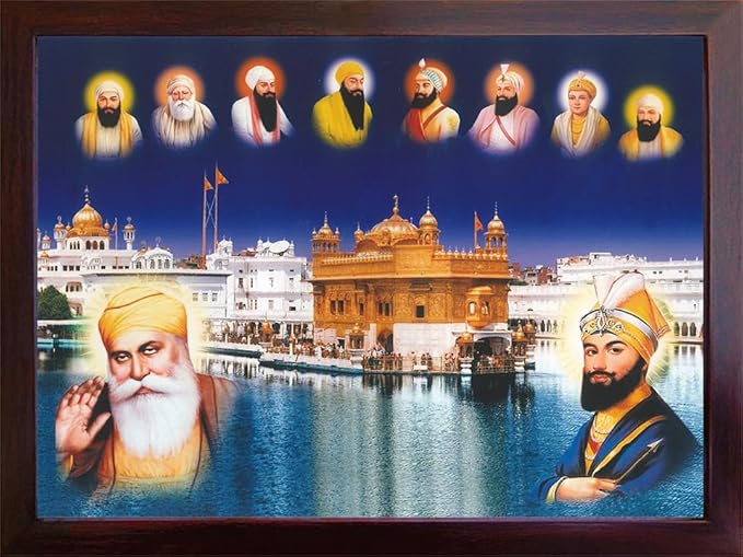 Lord Sikh Guru poster print with frame for Home Decor and Gifting Purpose (229-138)