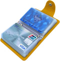 Soft Leather Credit Card Holder for Men & Women Bank Card Case with 24 Durable Plastic Insert Slots Slim Pocket Wallet ID Card Organiser Business Card Case Purse (Yellow)