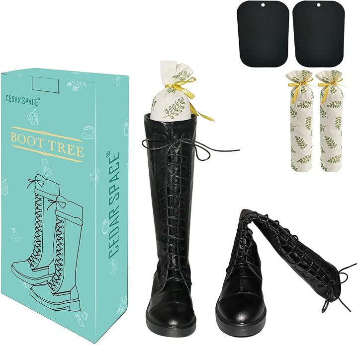 Boot Shapers for Women, Tall Boot Tree Cedar Freshener Inserts for Stand up | Plastic boot trees keep tall boots upright, wrinkle free. Includes cedar sachet inserts for lasting freshness