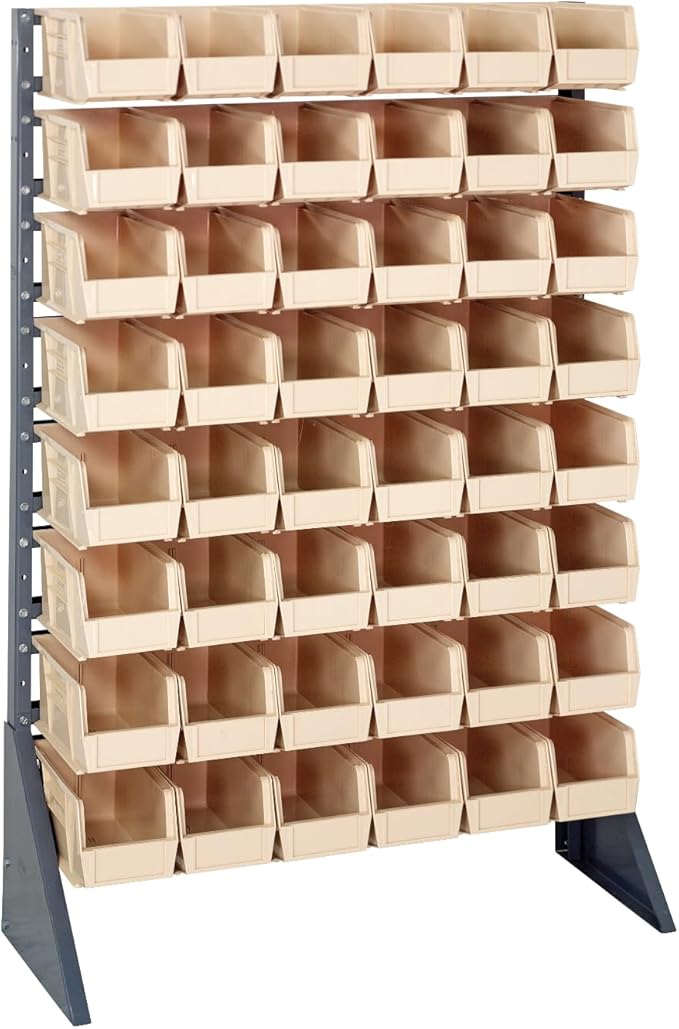 Quantum Storage Systems QRU-16S-230-48IV Single Sided Rail Systems Complete Package with Bins, 36" L x 15" W x 53" H, Ivory