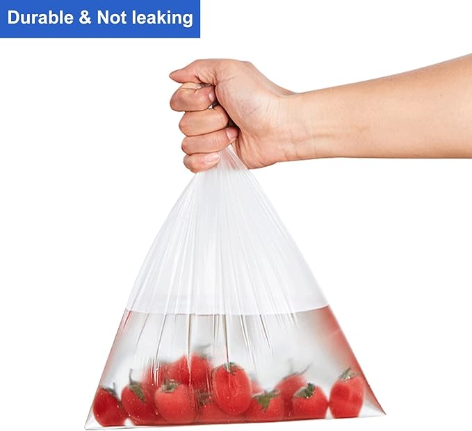 LabelMore 16'' x 20'' Plastic Produce Bags on a Roll, Clear, Food Storage Bags for Bread, Vegetable, Fruits and Meat, 350 Bags/Roll, 1 Roll
