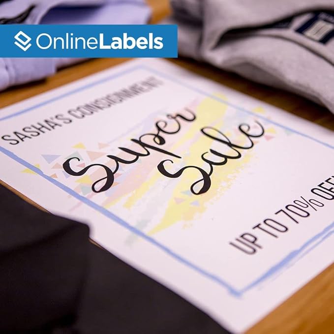 Removable Full Sheet Labels - 8.5 x 11-500 Sheets - Inkjet/Laser Printers - Vertical Back Slit for Easy Peeling - Online Labels
