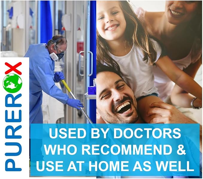 PUREROX disinfectant (1 gallon) Eliminate 99.9999% viruses, Norovirus, HIV, MRSA and fungi. PUREROX Hypochlorous technology. Hospital Grade. Use Anywhere. No residue.No Rinse. Suitable All Surfaces