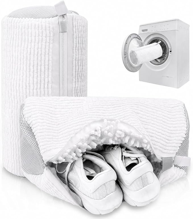Shoe Washing Machine Bag, Reusable Sneaker Laundry Bag, 2 Pack White | Helps protect shoes and washers from damage, improves cleaning performance, reduces deformation, reusable and durable