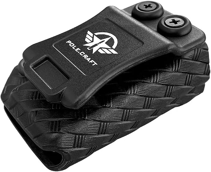 POLE.CRAFT IWB/OWB Magazine Holster Kydex - Mag Carrier Fits: 9mm .40 Double Stack / 9mm .40 Single Stack - P365 1911 Glock 19 19X 17 26 27 28 43 22 23 25 26 27 31 32 33 34 35 37 38 Glock43X .. Mag