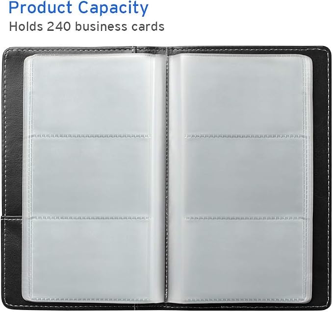 Sooez Leather Professional Business Card Book Holder Organizer, 240 Capacity Credit Card Booklet, PU Name Cards Holder Storage File for Men Women, 7.7"x 4.5" x 0.7", Purple