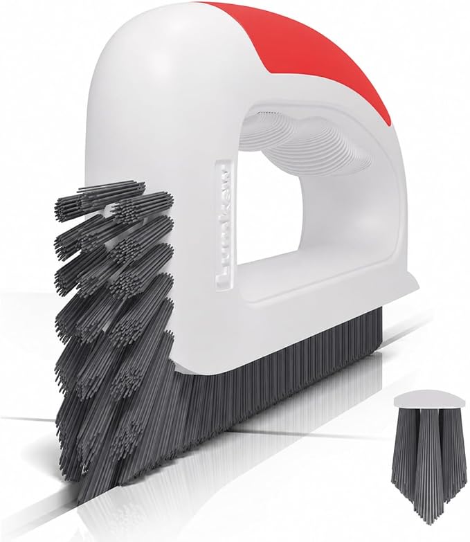 Lumkew Grout Brush Cleaner for Tile Floors Grout Cleaning Brushes Scrub Red | V Shape, Hard Bristle, Grout Scrubber for Bathroom Shower Kitchen