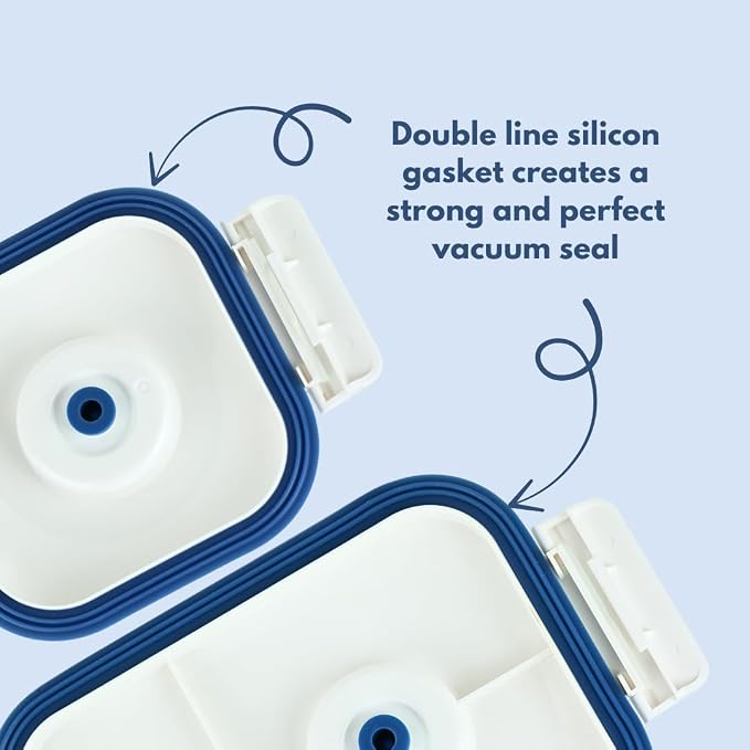 PrepSealer Food-Saving Glass Vacuum Container with manual hand pump. Everyday keep food fresh, Meal Prep, Marinade, Borosilicate Glass (PS-GVC-1L-Wh).