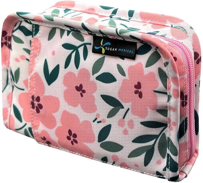 Sugar Medical Diabetes Supply Case |Diabetic Care Products | Diabetic Supplies Travel Organizer | Diabetic Supply Bag | Glucose Meter Kit | Diabetic Bags for Supplies | Glucometer Case (Luna Floral)