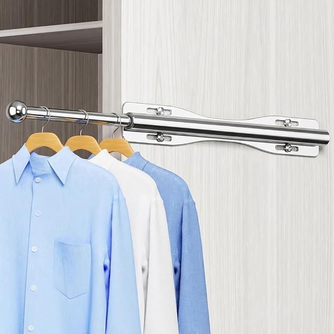 13" Valet Rod For Closet Pull Out Adjustable For Closet,1 Pack Chrome | 13" pull-out valet rod provides convenient hanging space for clothes in closets, bedrooms and laundry rooms.