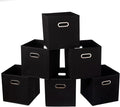 Fabric Cloth Storage Bins,Fabric Cube Organizer with Dual Handles Foldable Cube Storage Baskets for Home Bedroom Storage,Set of 6, Black