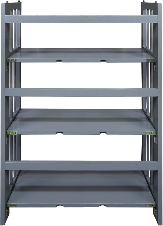 Casual Home 3-Shelf Folding Stackable Bookcase (27.5" Wide)-Slate Gray