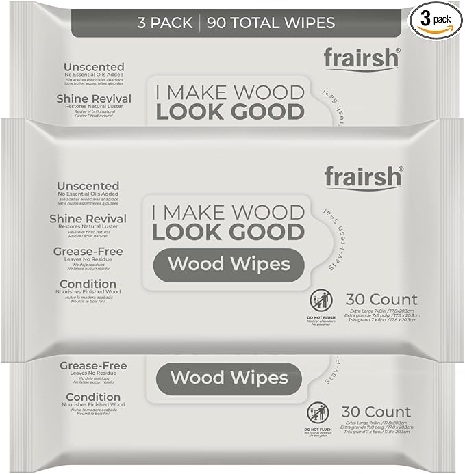 Wood Cleaning Wipes 90 Ct, Clean, Polish & Condition | Restore & Protect Shiny Surface, Wet Cleaner Wipes for Wooden Furniture, Kitchen Cabinets, Doors, Desks, Tables & Carved Wood