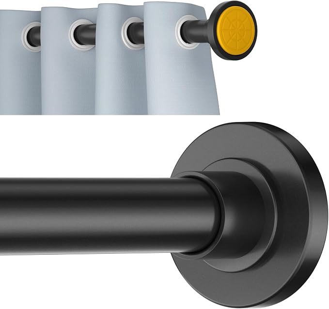 Black Shower Curtain Rod Tension 30 to 92 Inch,1 Inch Diameter Adjustable Tension Curtain Rod No Drilling,Shower Rods for Bathroom,No Rust