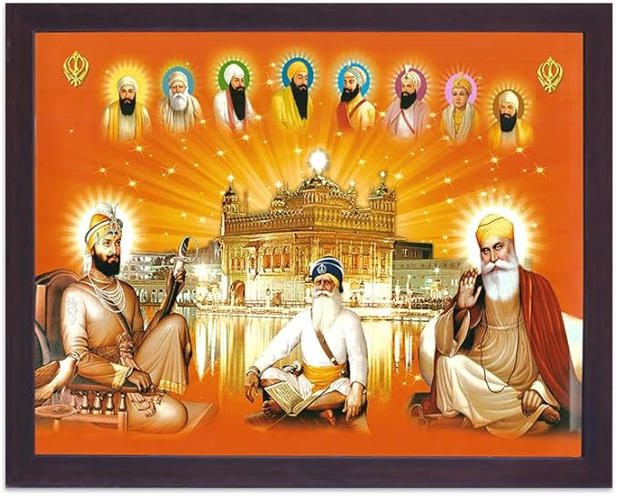 Lord Sikh Guru poster print with frame for Home Decor and Gifting Purpose (229-165)