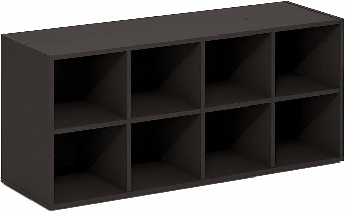 Furinno FANO 8-Cube Shoe Rack, Stackable Shoe Organizer, Dark Oak | 11.7 x 35.9 x 15.6, Shoes Storage, for Closet Entryway, Office, Garage
