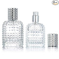 2 Pack 30ml 50ml Clear Empty Glass Spray Bottles，Refillable Empty Atomizer Perfume Bottles，Atomizer Spray Bottle With 4 kinds of perfume dispenser (50ml Silver cap and 30ml Silver cap)
