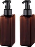Foaming Soap Dispenser, 34oz Plastic Refillable Pump Bottle, 2 Pack, Amber | Hand Dispenser for Liquid Soap, Shampoo & Body Wash – Saves Soap with Rich Foam, Reusable, Easy to Refill, BPA-Free