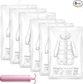 6 Pack Hanging Vacuum Sealer 51×27.6 inch Hanging Vacuum Storage Bags | Storage Space Saver Bags for Clothing, Reusable Compressed Vacuum Seal Bags for Clothing Closet Cloth Coats Suit Dress Jacket