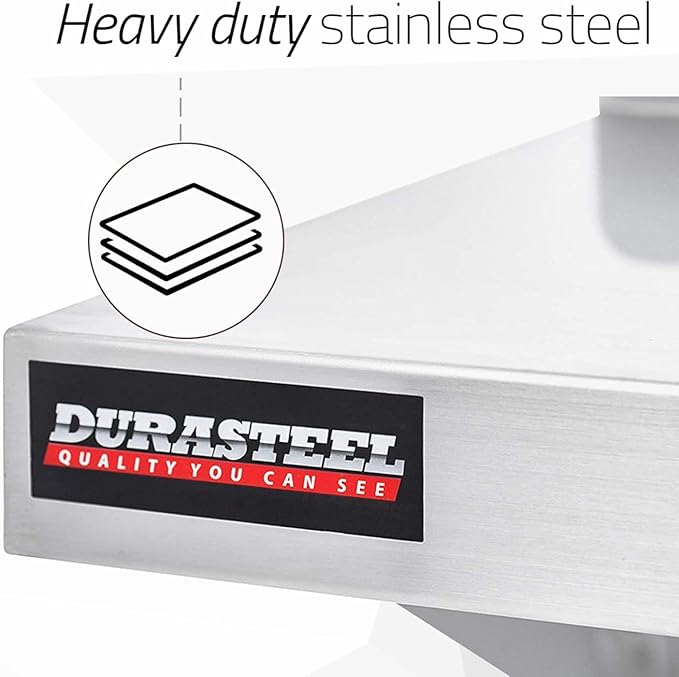 DuraSteel Stainless Steel Shelf - 48 Inch Wide x 12 Deep Commercial NSF Mounted Metal Wall Shelf Pantry Organizer Garage Storage Shelves - Rack Shelving Restaurant Kitchen Units Laundry Utility Room