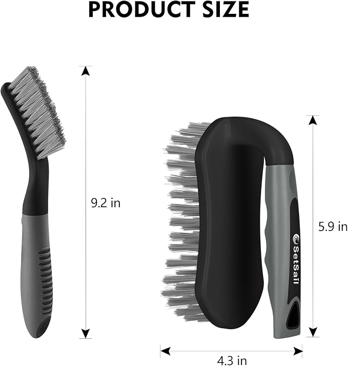 SetSail Scrub Brush, Heavy-Duty Scrub Brushes for Cleaning,Black Gray