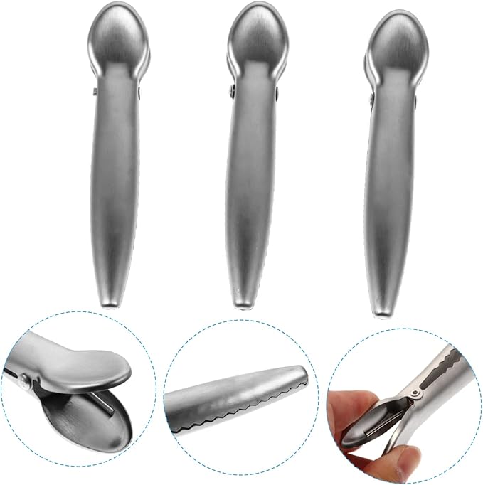 MAGICLULU 10-Piece Stainless Steel Bag Sealing Clips Food Sealer Clips for Chip Bags Leakproof Sealing Tools for Kitchen Storage for Snacks and Food Packages