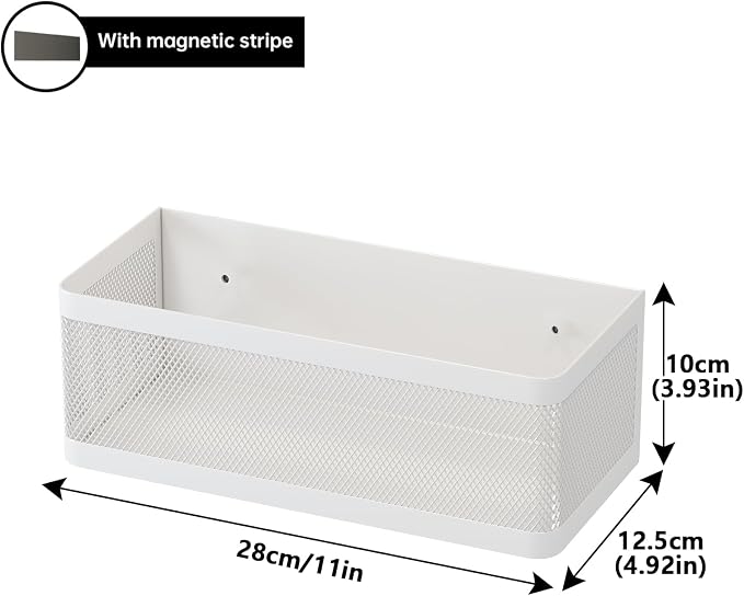 Magnetic Shelf for Washing Machine, White, L11in*W4.9in*H3.9in | Magnetic Organizer for Laundry, Hanging Basket Storage, Magnetic Fridge Shelves, Spice Rack for Refridgerator, 16.5-lb load